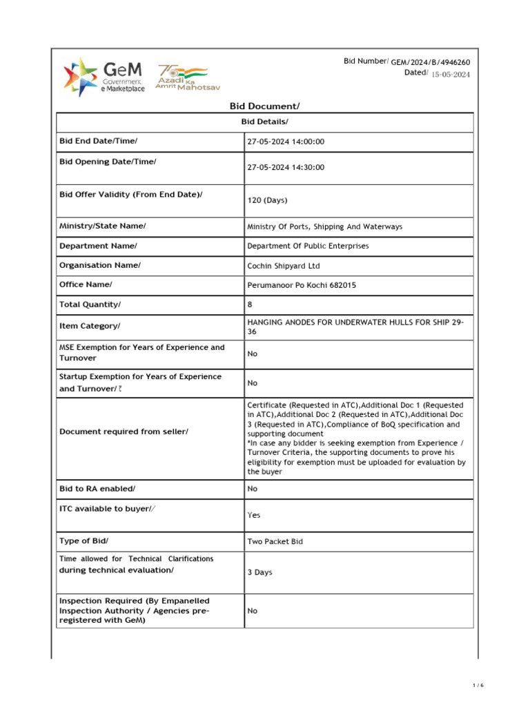 Bid Document | PDF | Finance & Money Management