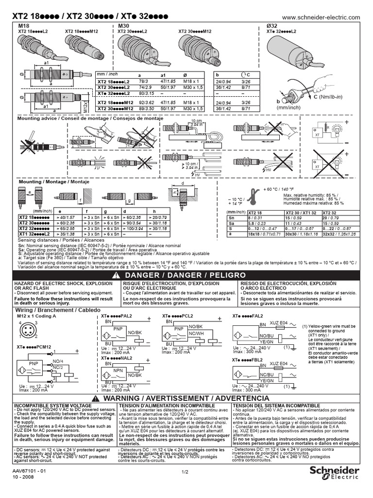 Capteurs XT2 et XTp: Spécifications Techniques | PDF | Électricité ...