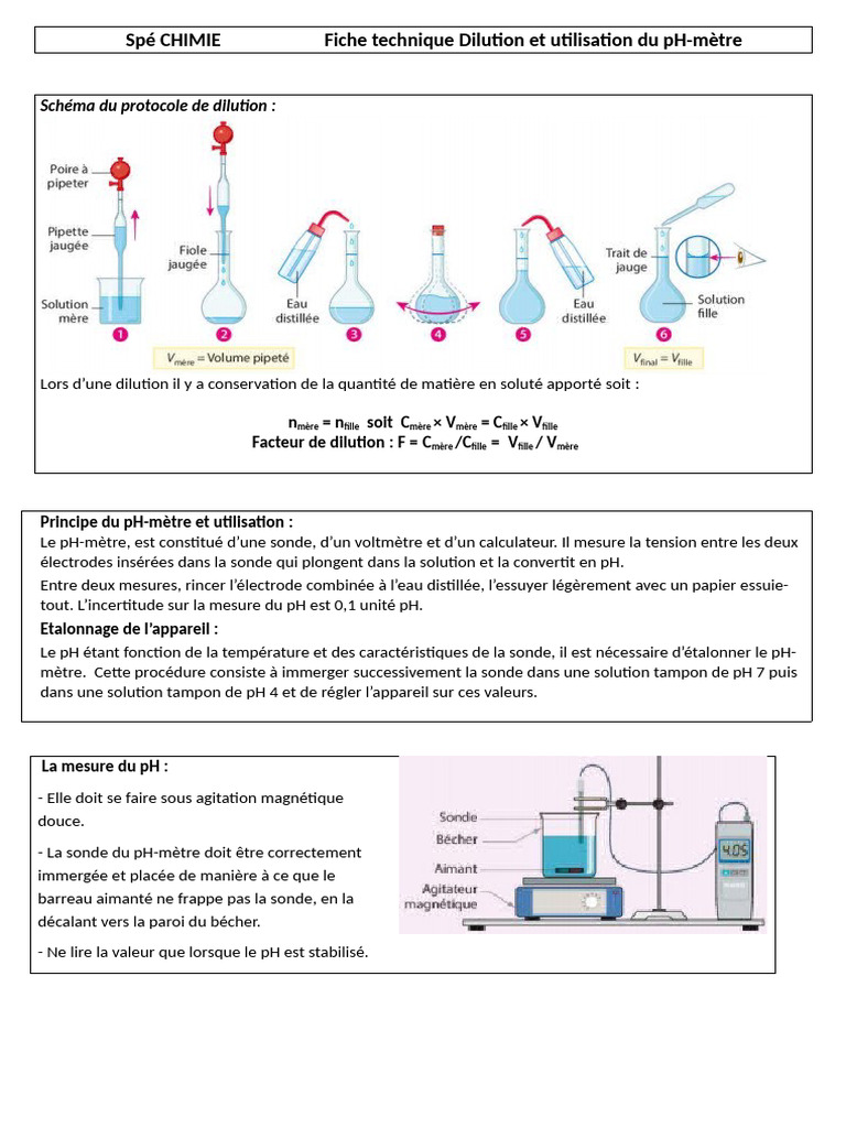 Protocole de dilution et pH-mètre | PDF