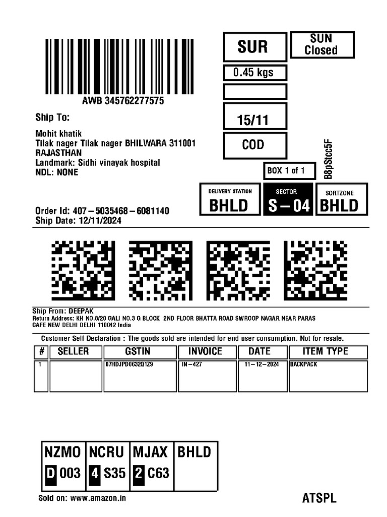 Amazon GST Invoice for Order 407-5035468 | PDF | Invoice | Economies