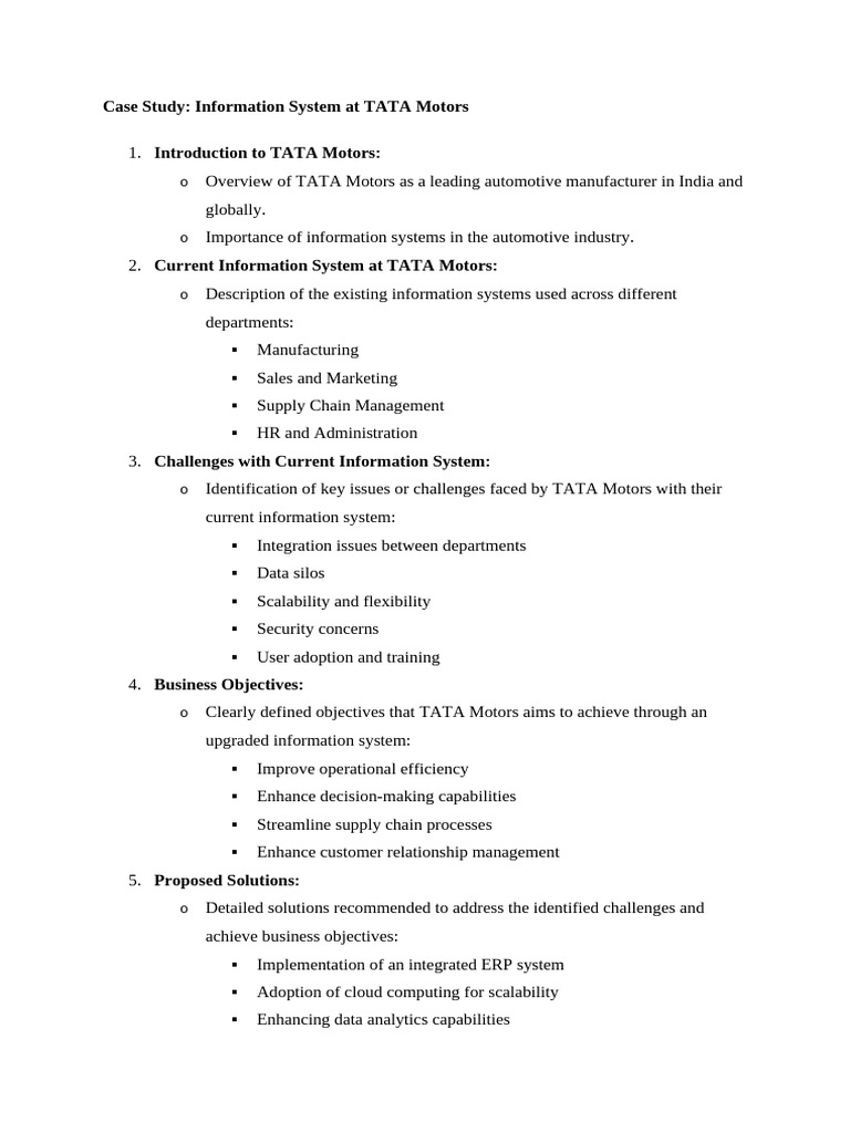 TATA Motors Information System Case Study | PDF | Risk | Change Management