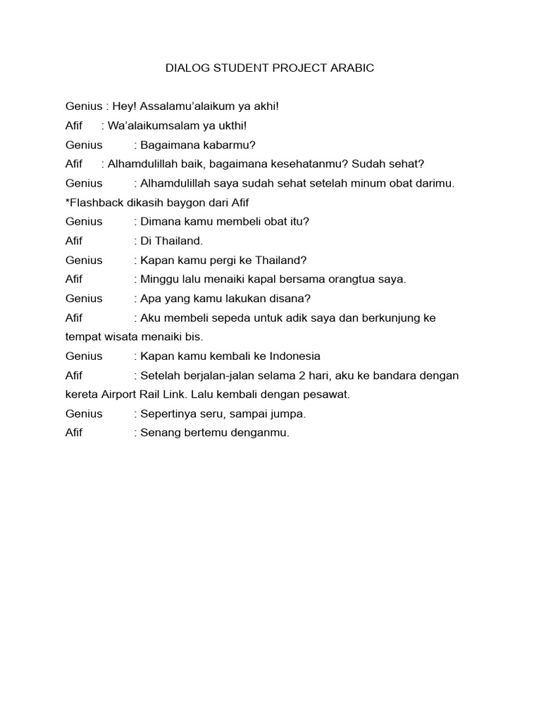 Dialog Student Project Arabic | PDF