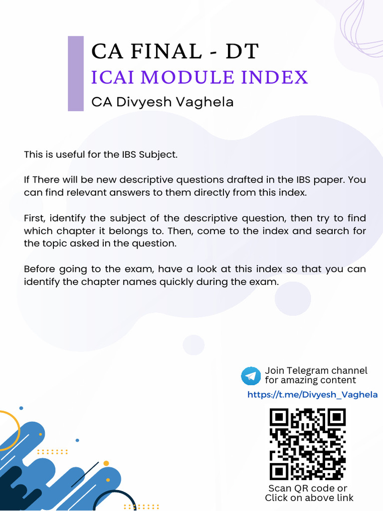 CA Final Exam Index Guide | PDF | Taxes | Tax Deduction