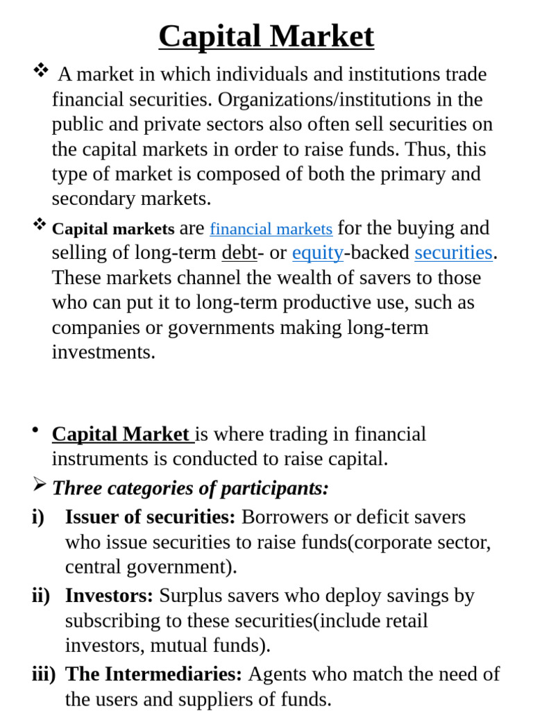 Capitalmarket Ppt Pdf Derivative Finance Securities Finance