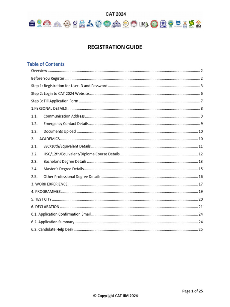 CAT 2024 Registration Guide PDF Academic Degree Bachelor's Degree