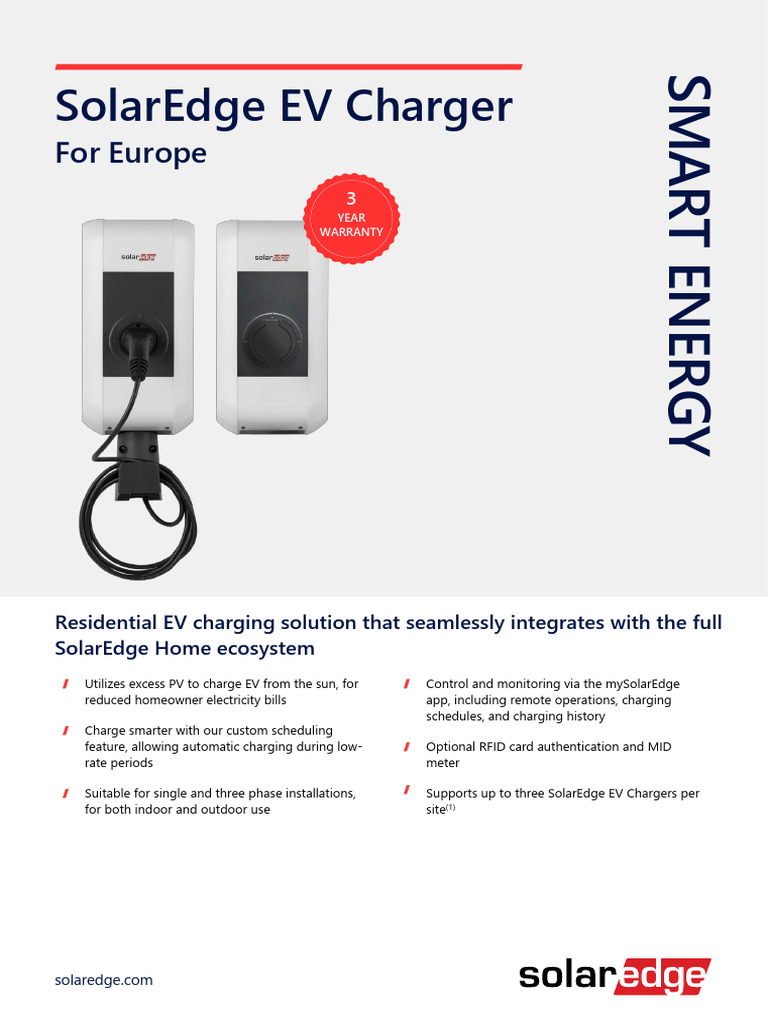 SolarEdge 22 kW EV Charger Overview | PDF | Alternating Current | Mains ...