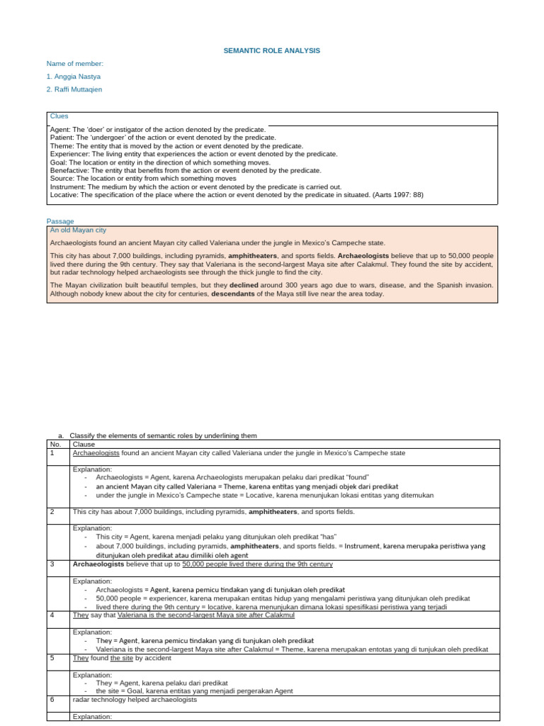 Semantic Role Analysis | PDF | Maya Civilization | Syntax