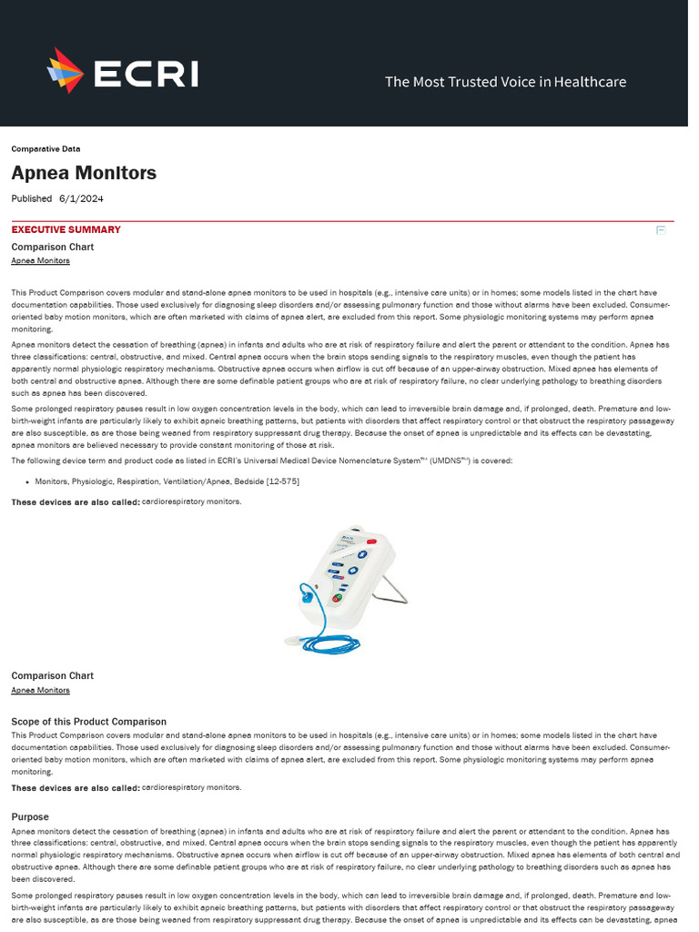 Apnea Monitors - 071024094107 | PDF | Apnea | Breathing