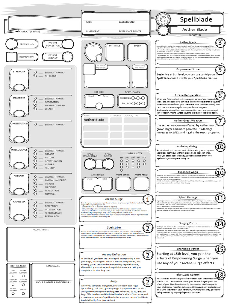 D&D 5E Spellblade Class Overview | PDF
