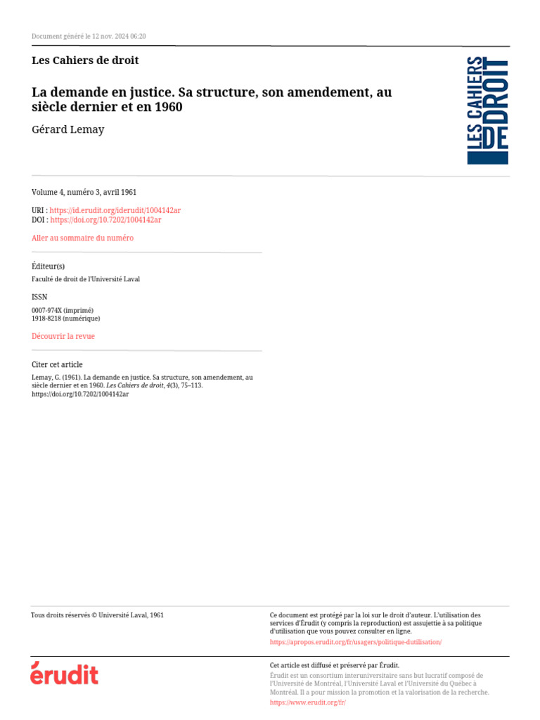 Structure et amendement de la demande en justice | PDF | Justice ...