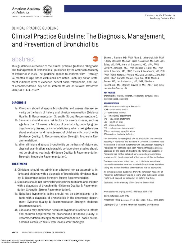 Aap Bronchiolitis Practice Guidelines | PDF | Diseases And Disorders ...