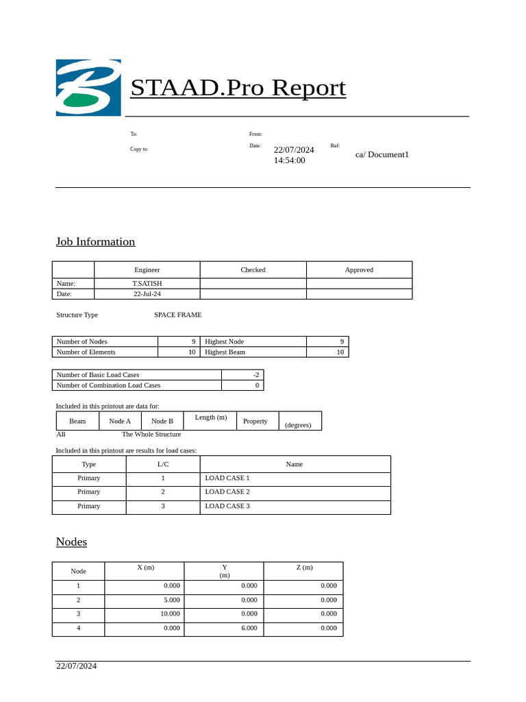STAAD - Pro: Job Information | PDF