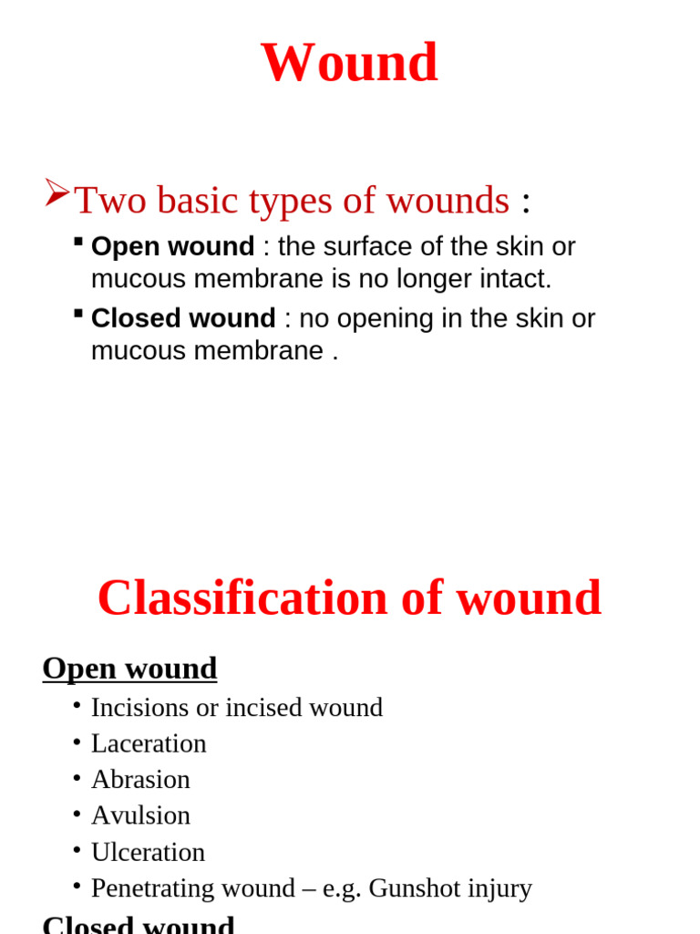 Types of Wounds NTH | PDF | Wound | Skin