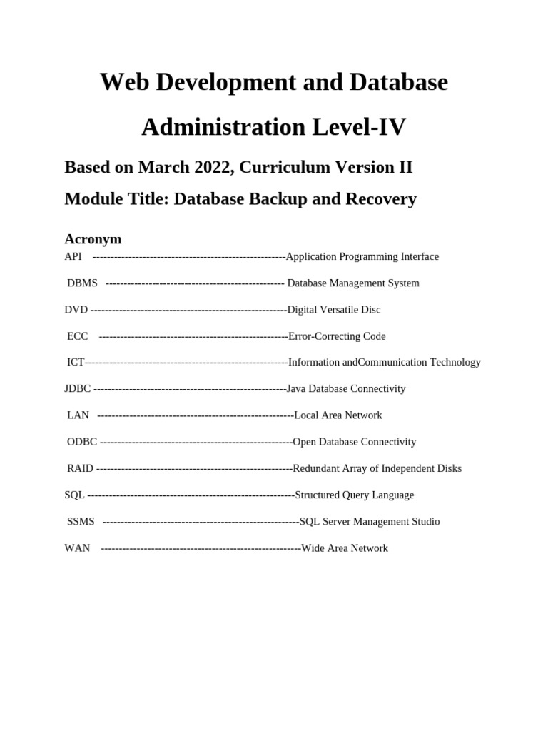 Database Backup and Recovery Guide | PDF | Backup | Databases