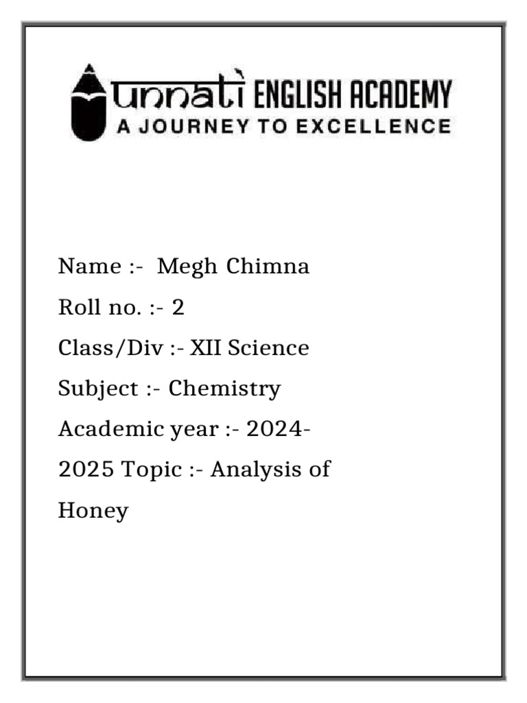 Chemistry Investigatory Project | PDF | Honey | Fructose