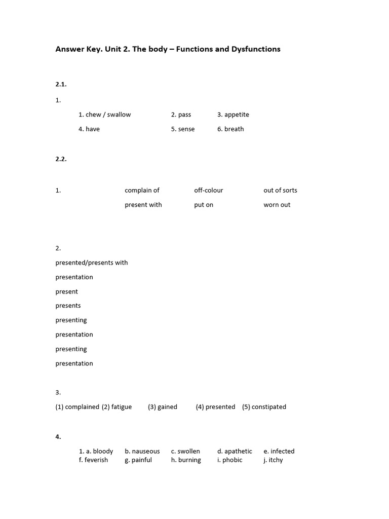 Unit 2 Answer Key | PDF