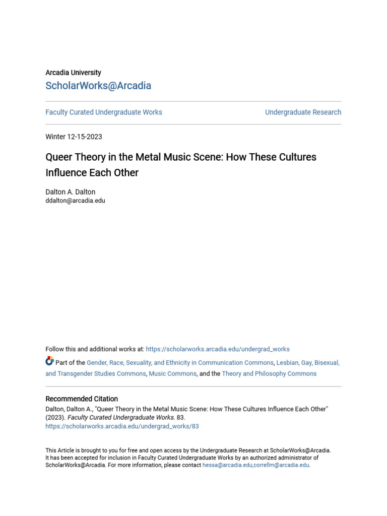 Queer Theory in The Metal Music Scene - How These Cultures Influe | PDF ...