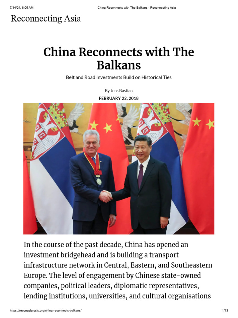 China Reconnects With The Balkans Reconnecting Asia Pdf Socialist