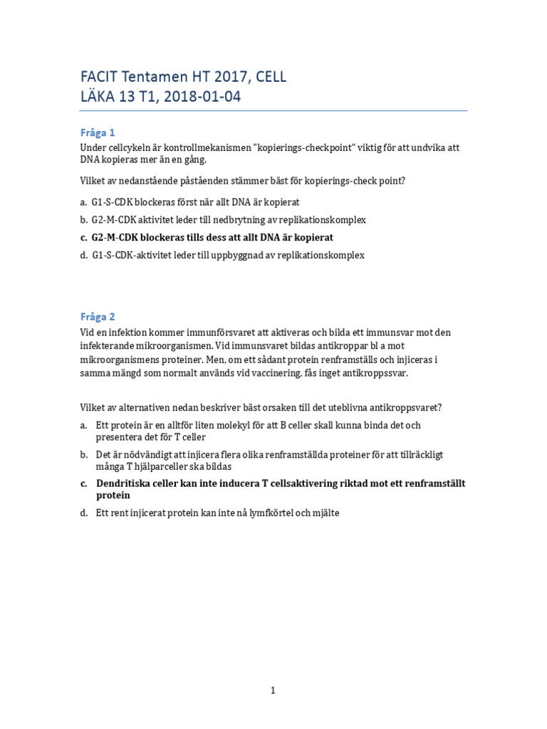 Tenta 1 HT17 Med Svar | PDF