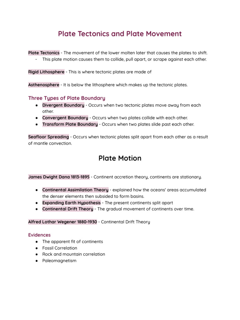 Plate Tectonics And Plate Movement Pdf