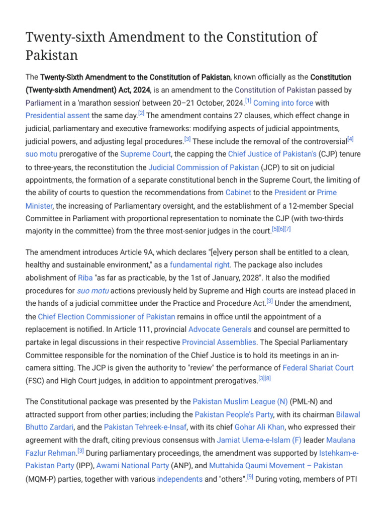 Twenty-Sixth Amendment To The Constitution of Pakistan - Wikipedia ...