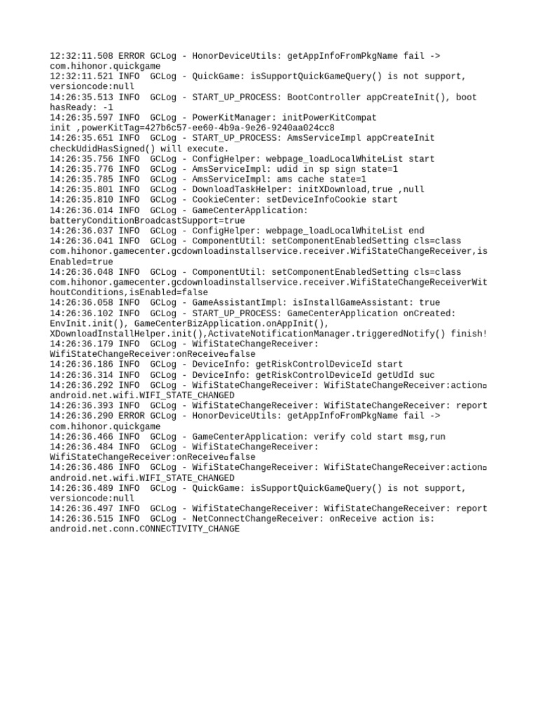 Honor Device QuickGame Log Analysis | PDF