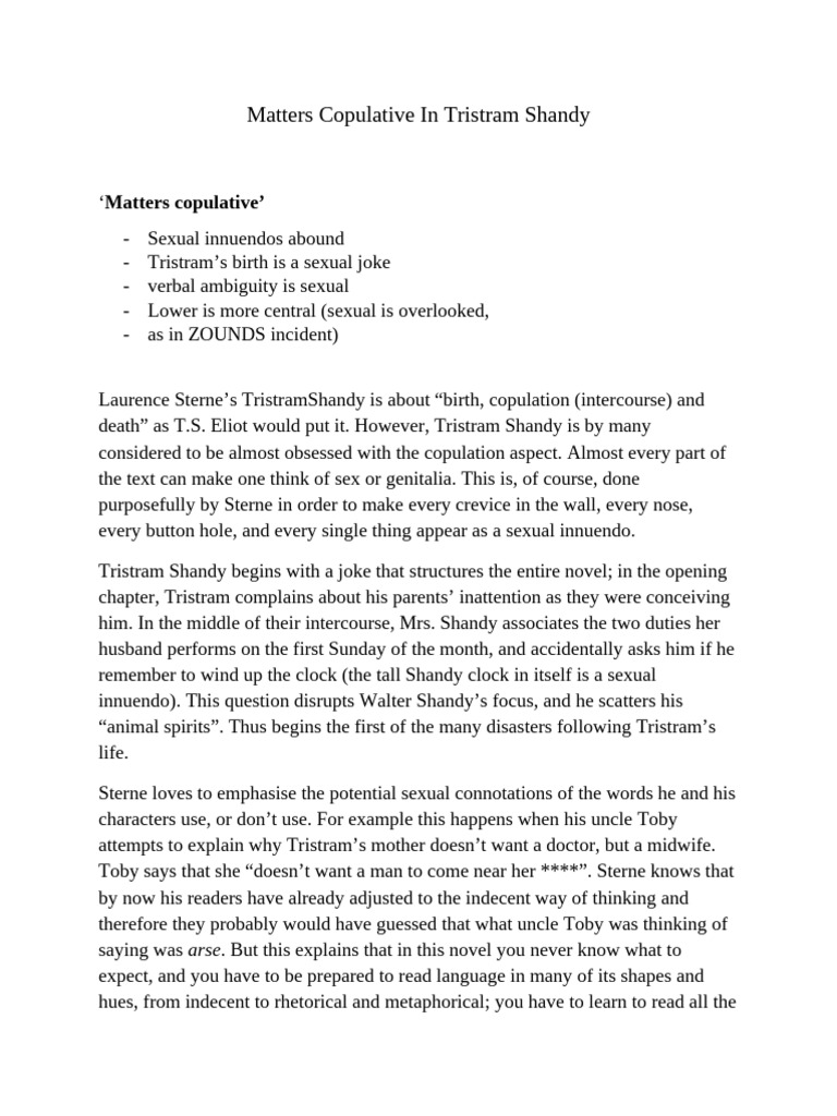 Matters Copulative in Tristram Shandy | PDF | Laurence Sterne