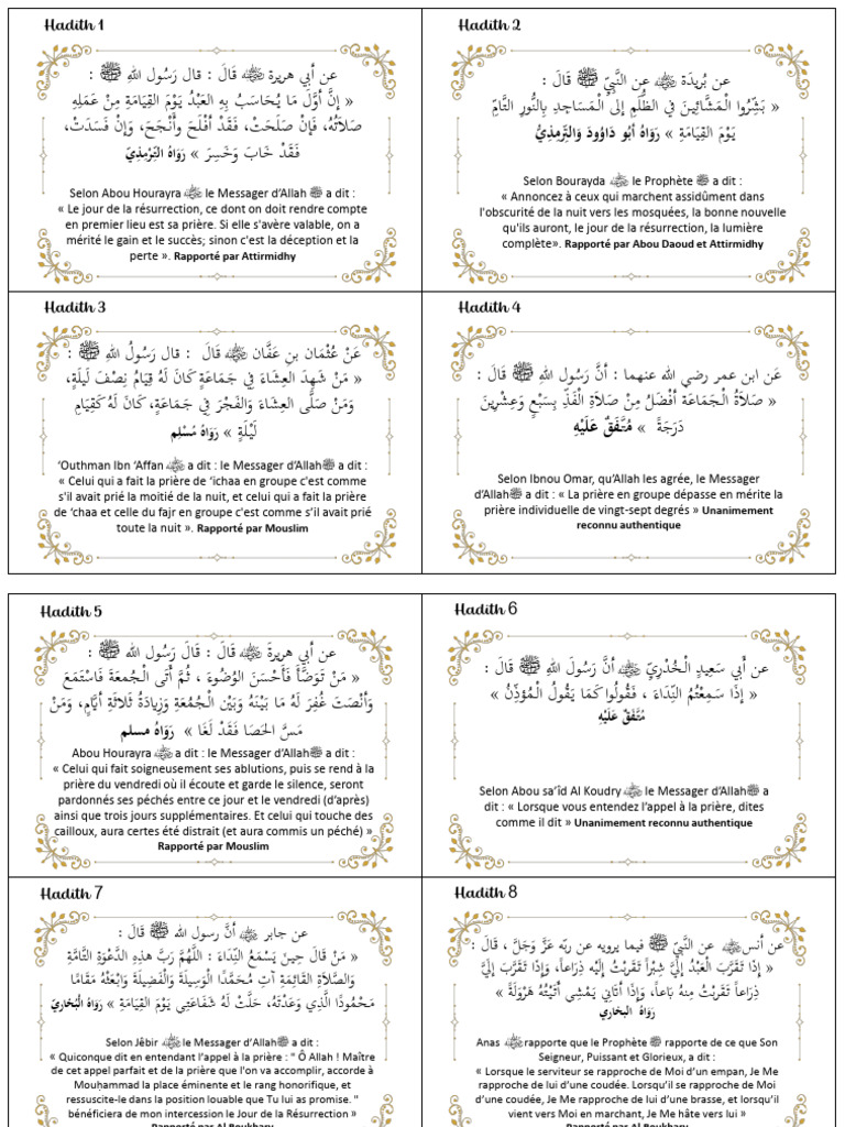 Hadiths sur la prière et la piété | PDF | Coran | Islam