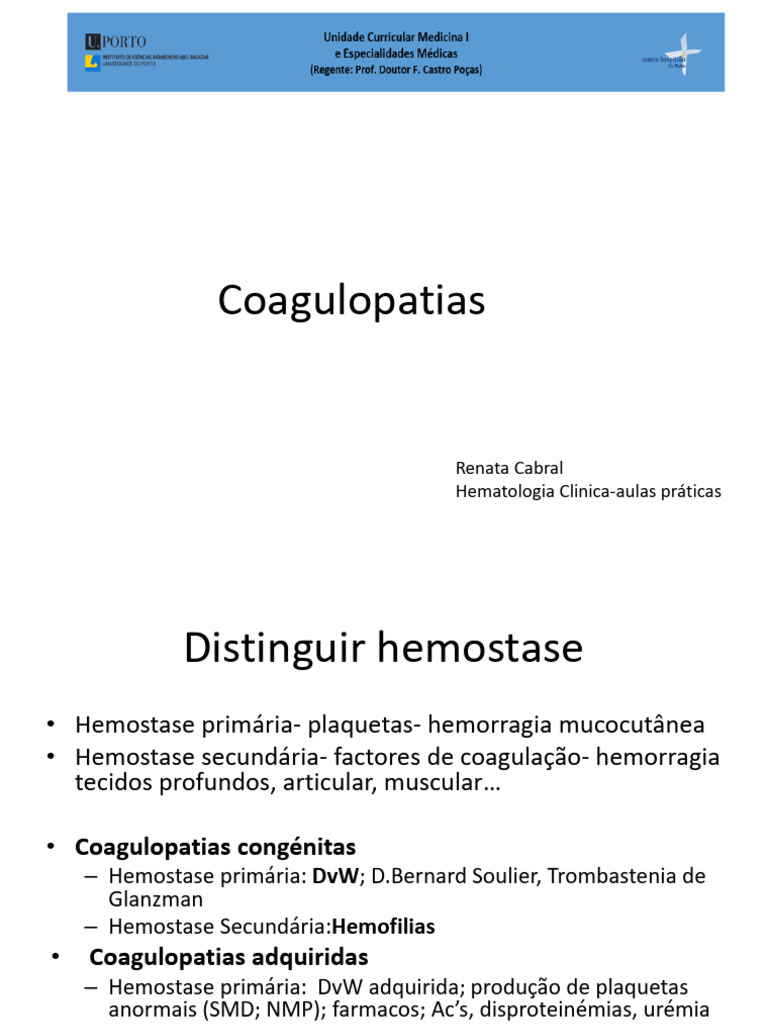 Coagulopatias: Tipos e Tratamentos | PDF | Hemostasia | Hemofilia