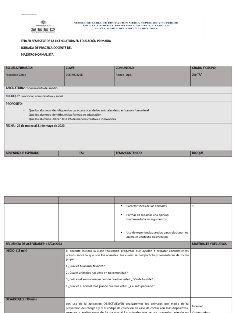 Planeacion CJ Eva | PDF | Educación primaria | Modificación de ...