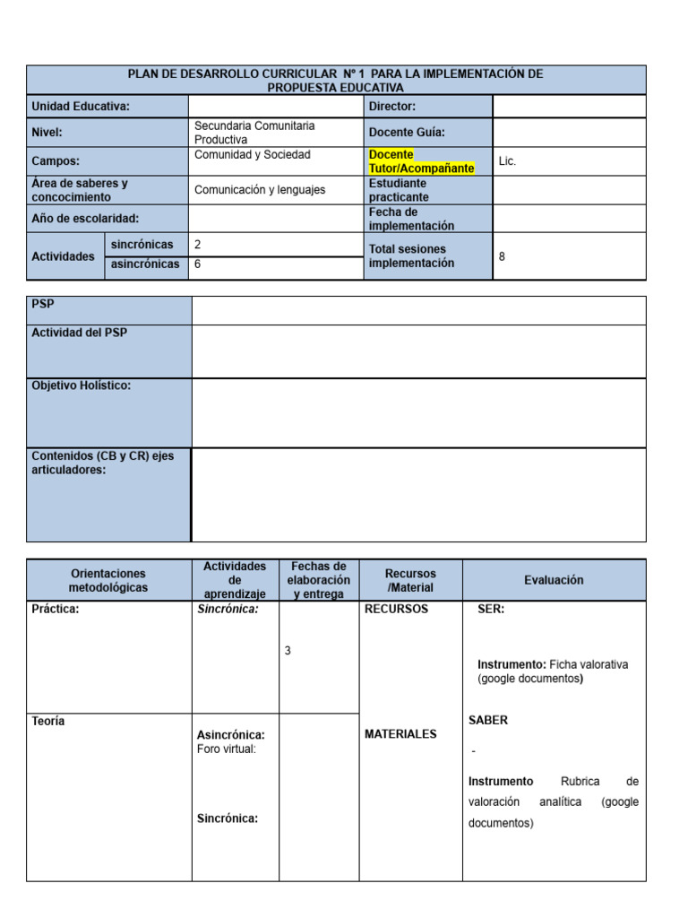 Formato PDC 3ro, 2do y 1ro | PDF | Enseñando | Modificación de ...