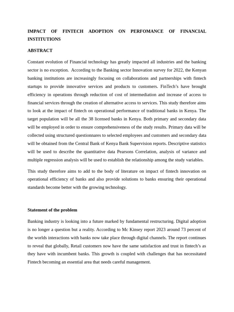 Impact of Fintech On Operational Efficiency of Traditional Banks | PDF ...