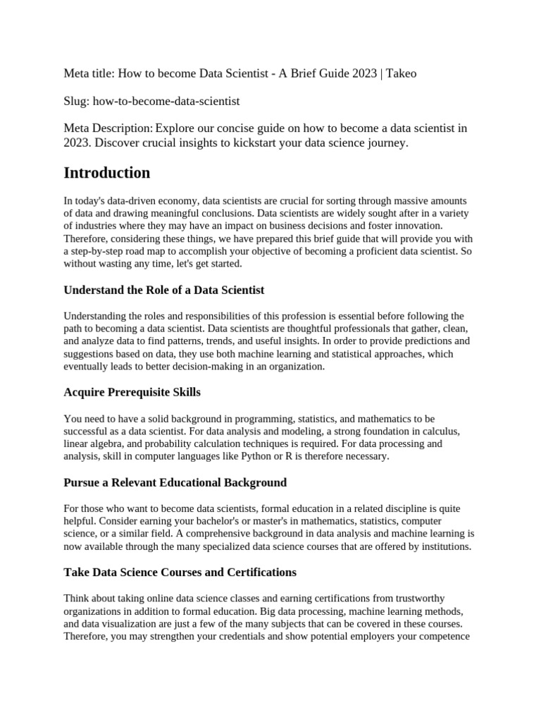 Become a Data Scientist: 2023 Guide | PDF | Data Science | Statistics
