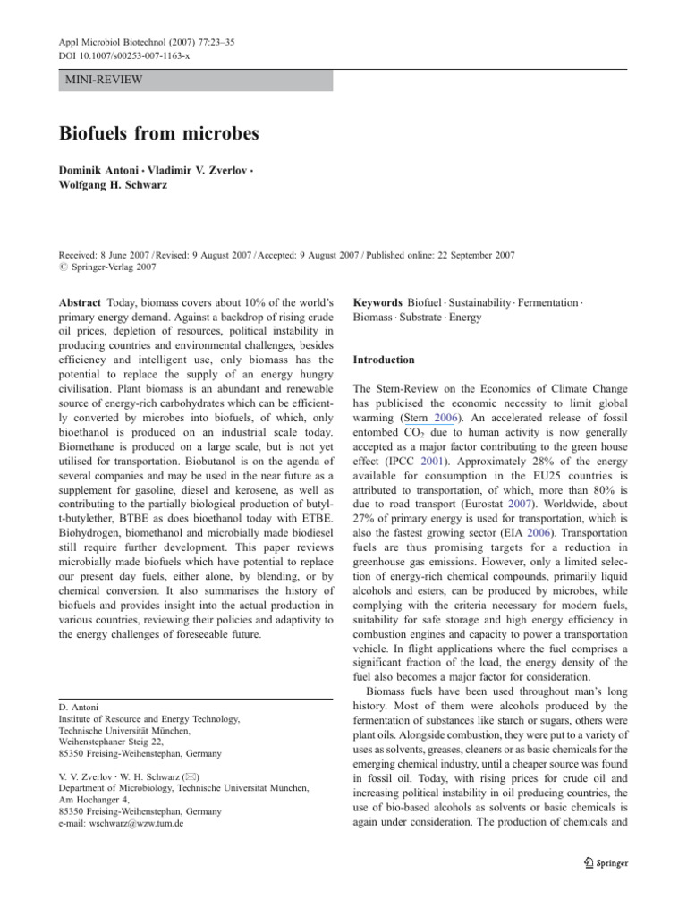Biofuels From Microbes | PDF | Biofuel | Anaerobic Digestion