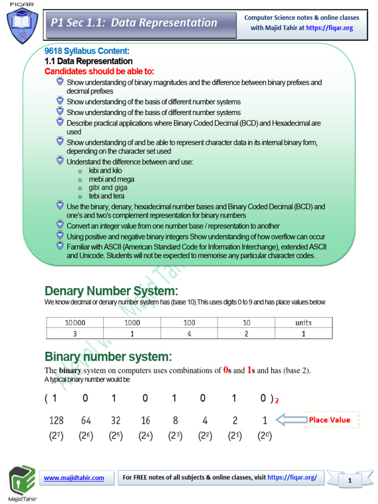 Data Representation in Computer Science | PDF | Binary Coded Decimal | Byte