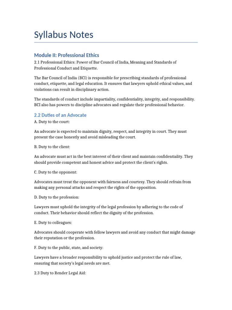Syllabus Notes Law | PDF