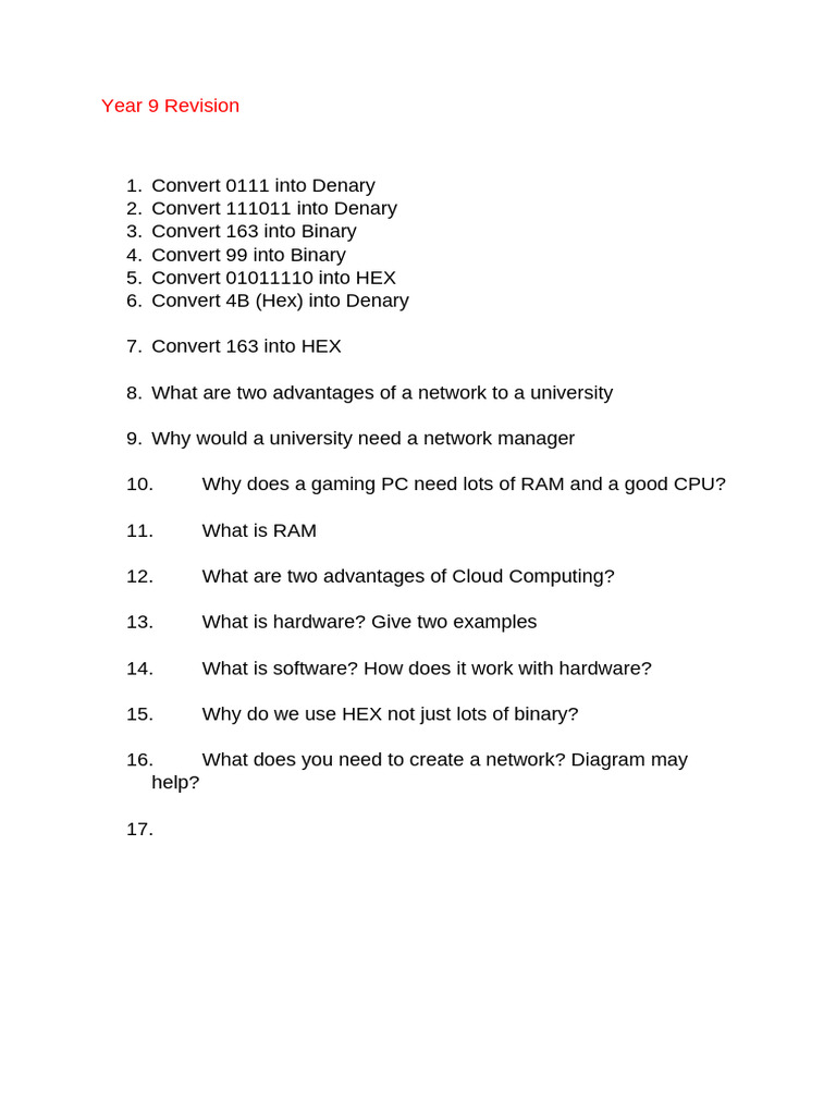 Year 9 Computing Revision Guide | PDF