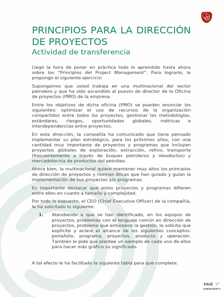 Principios de Dirección de Proyectos | PDF | Profesional en el manejo ...