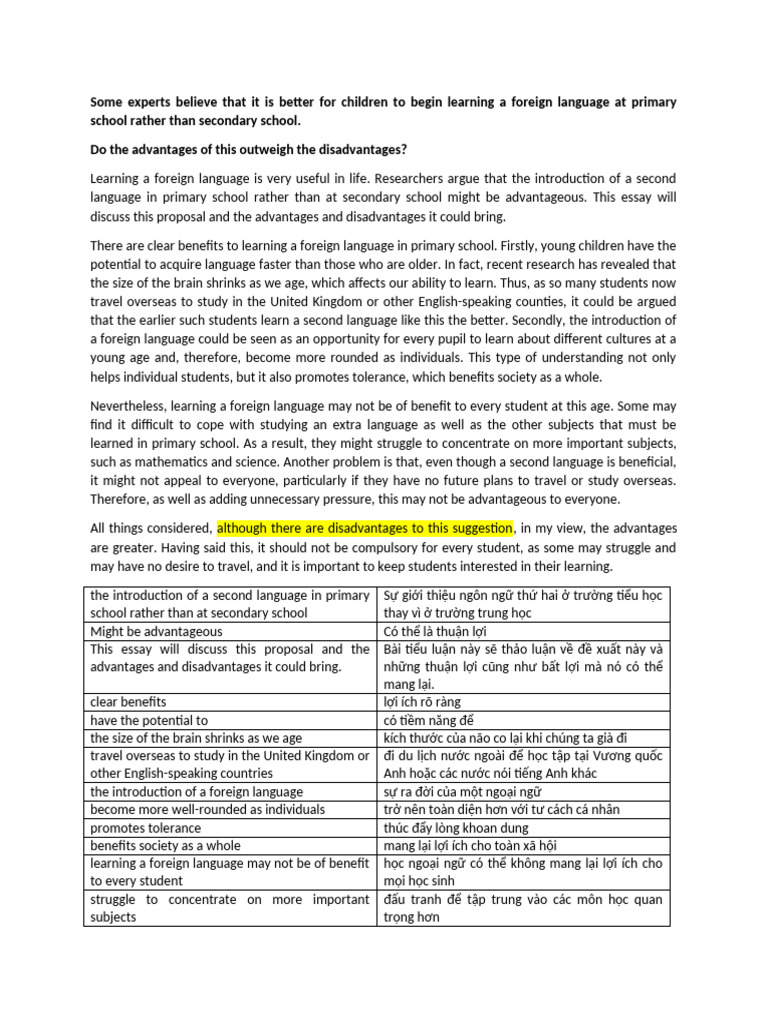 Benefits of Early Foreign Language Learning | PDF | Zoo | Employment