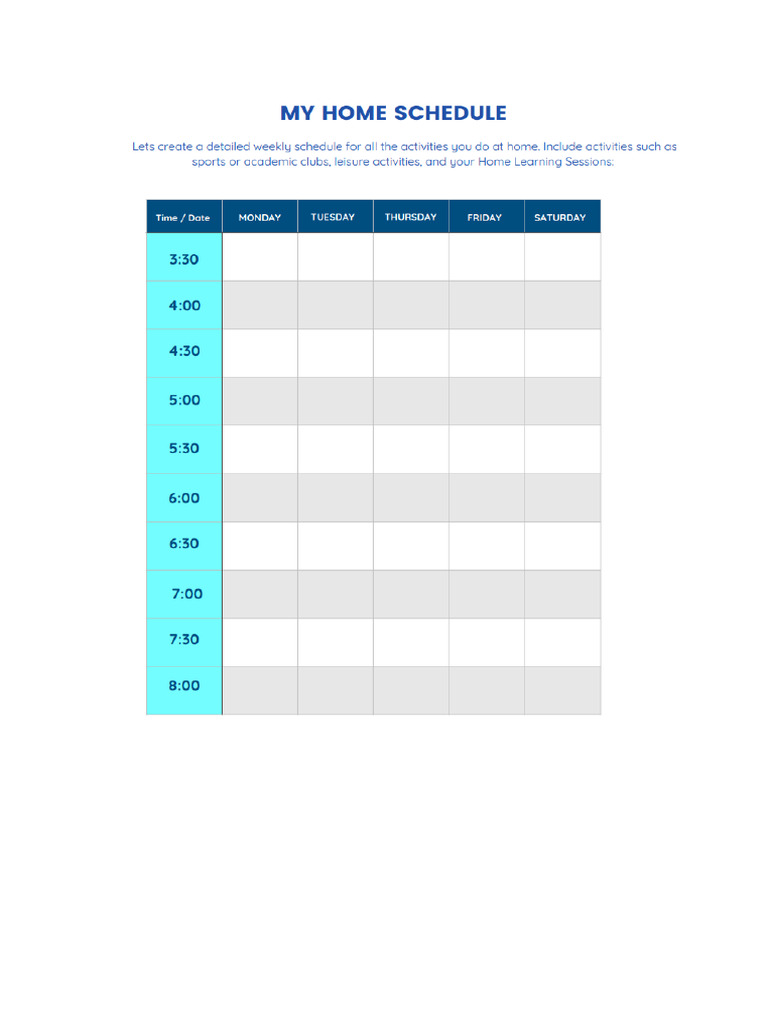 My Home Schedule | PDF