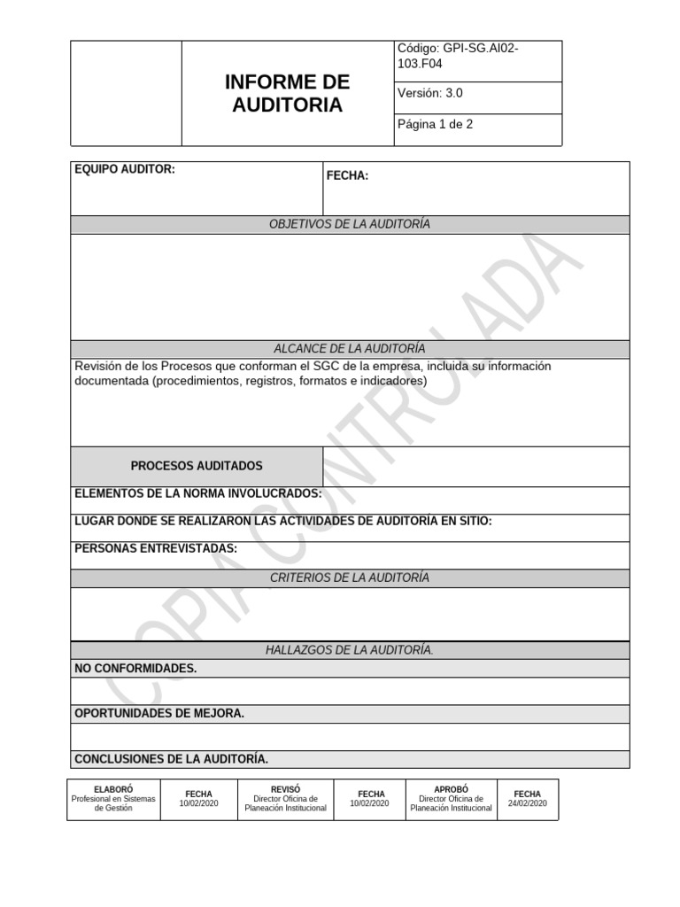 F04 Informe de Auditoria | PDF | Auditoría | Business