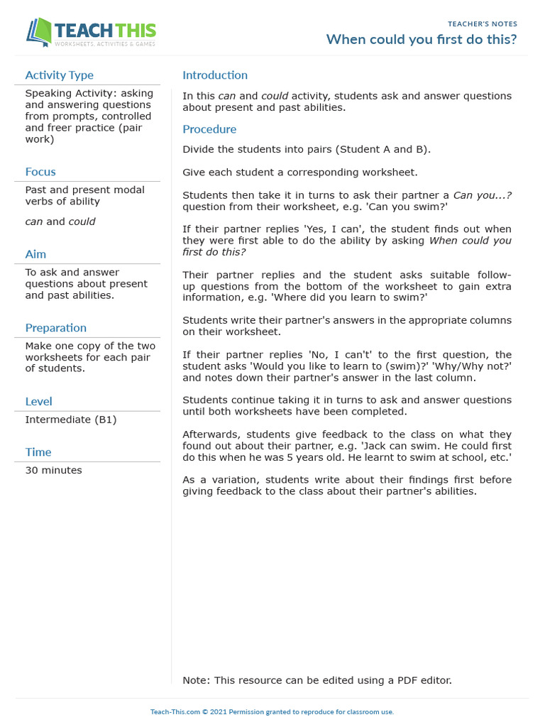 When Could You First Do This | PDF | Syntax | Grammar