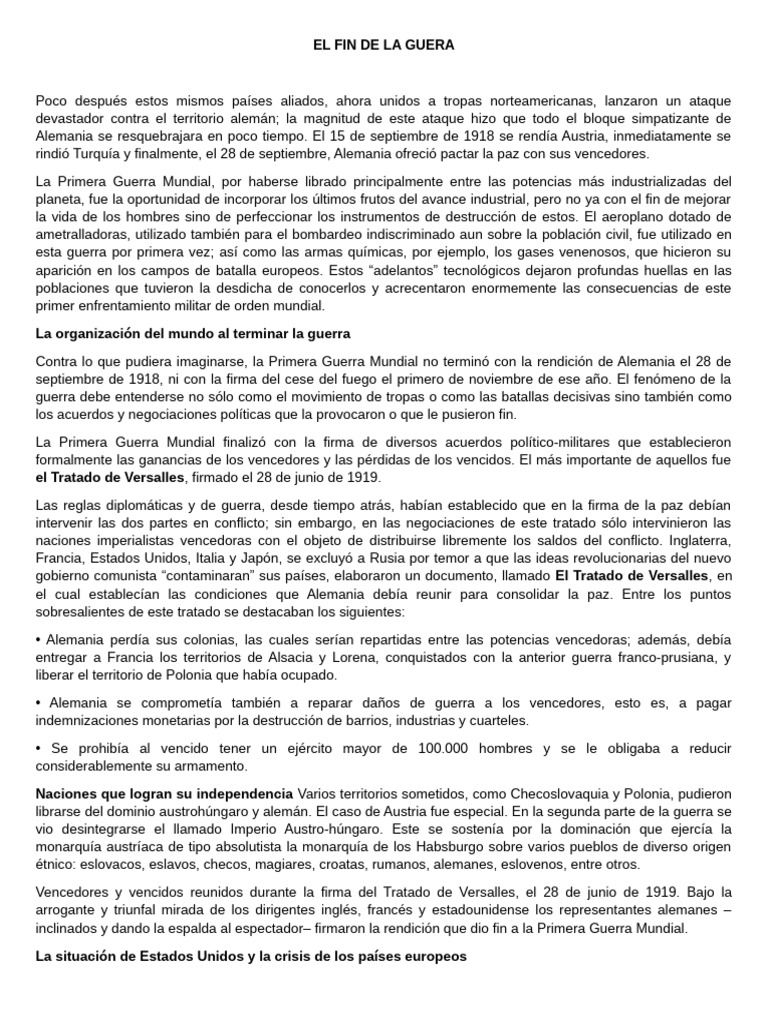 El Fin de La Guera | PDF | Primera Guerra Mundial | Austria Hungría