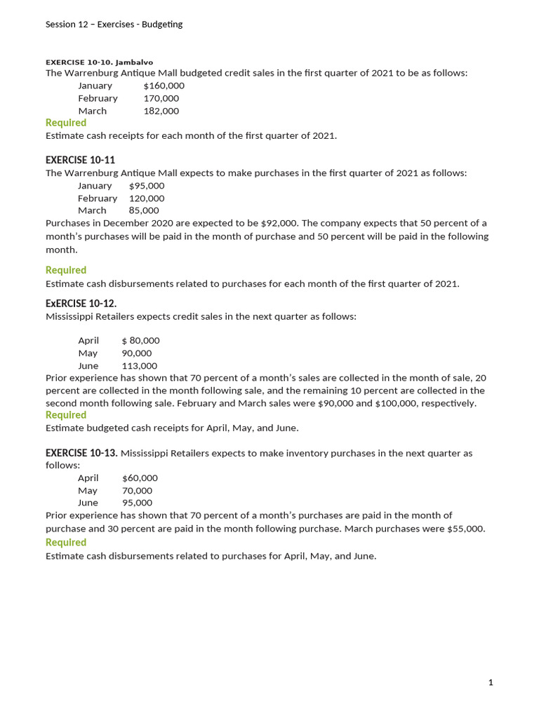 Exercises of Session 12 | PDF | Expense | Financial Accounting