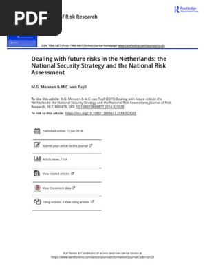 Dealing With Future Risks in the Netherlands the National Security Strategy and the National Risk Assessment
