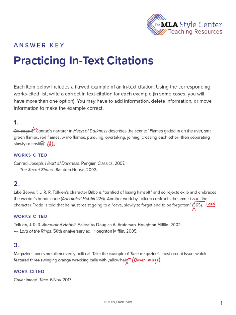 In-Text Citation Practice Guide | PDF | To Kill A Mockingbird | Hobbit