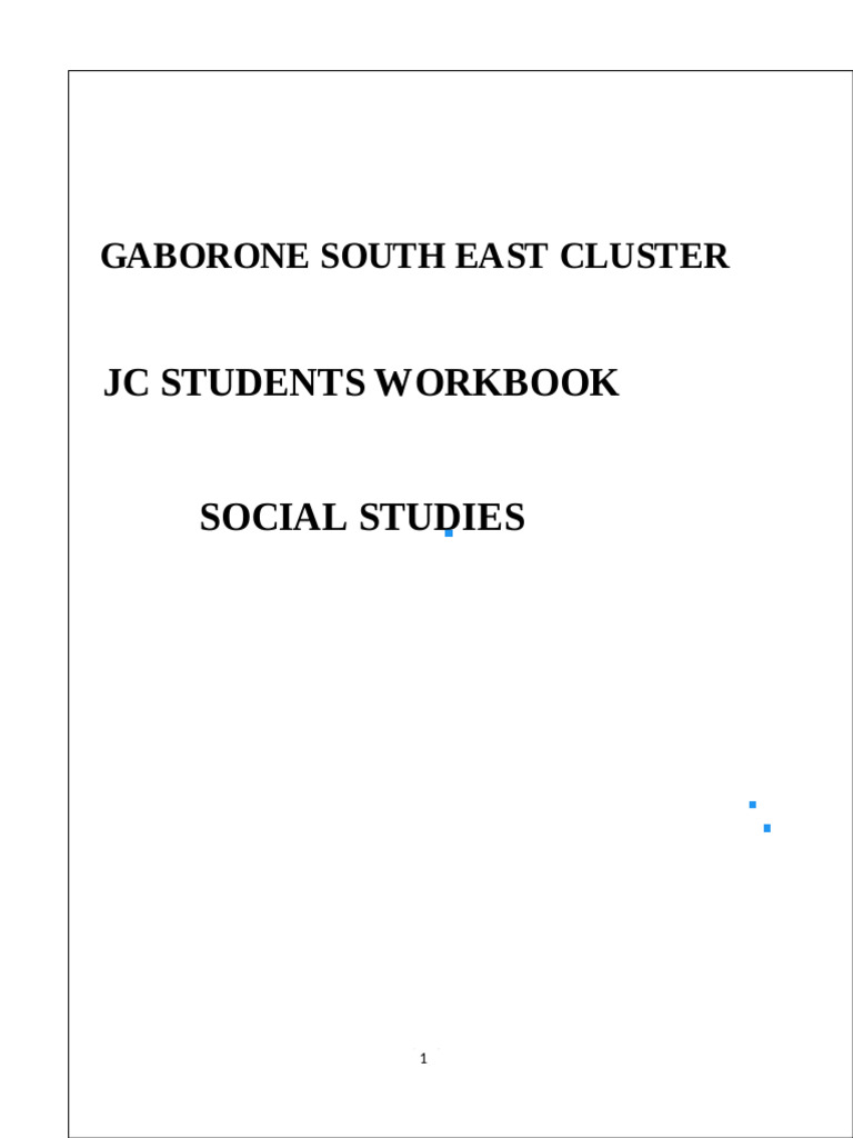 Form 1 Social Studies Workbook | PDF | Sustainable Development | Botswana