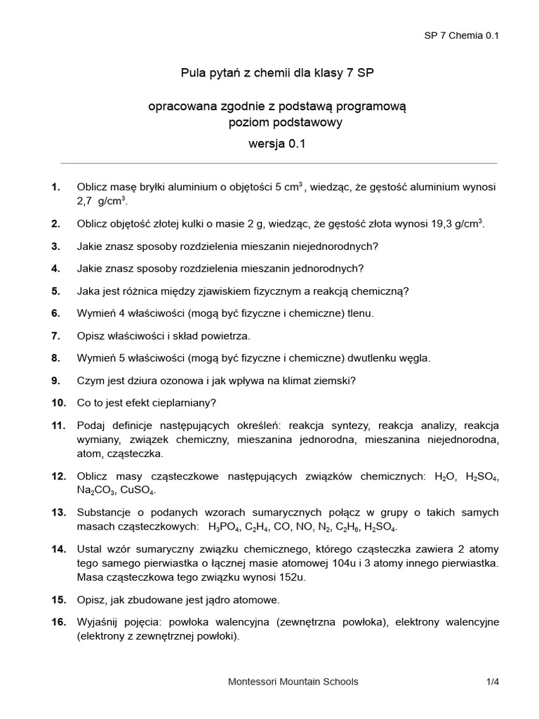 Chemia 7 Klasa | PDF