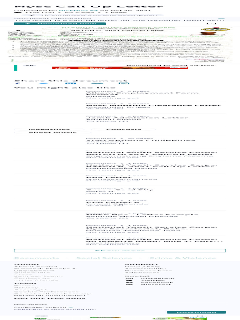 Nysc Call Up Letter PDF Justice Crime & Violence | PDF
