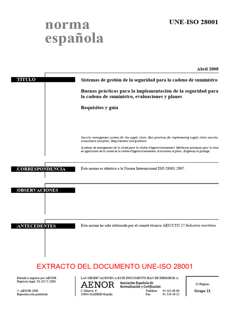 Seguridad en la cadena de suministro ISO 28001 | PDF